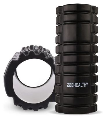 2BEHEALTHY Rouleau de massage - 33 cm - Dureté moyenne - Rouleaux en mousse - Rouleau en mousse - Rouleau de massage - Noir