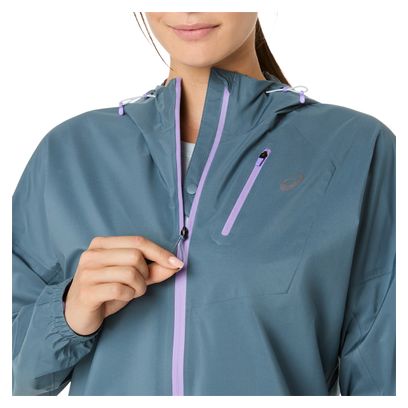 Giacca impermeabile Asics Fujitrail Elite grigia da donna