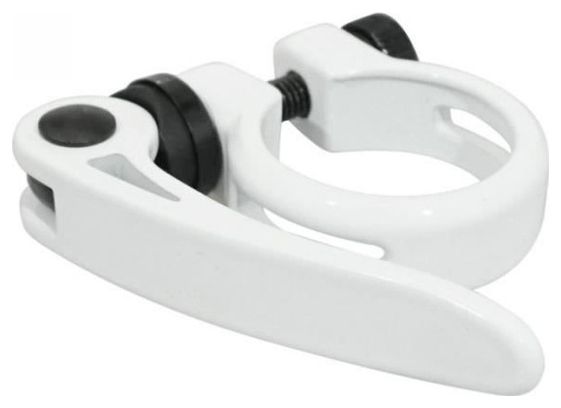 collier serrage tige de selle rapide alu blanc diam. 34 9mm (sur carte)