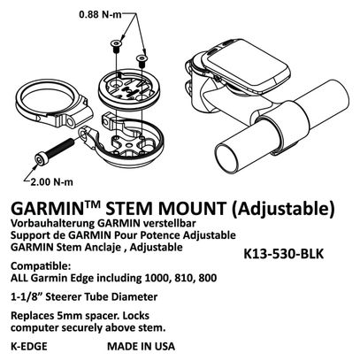 Support Potence K-Edge Garmin Stem Mount Bleu