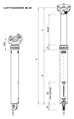 Yep Components Uptimizer 3.0 Poste de cuentagotas de paso interno negro (con pedido)