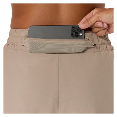 Asics Nagino Run 2-in-1-Shorts, beige, für Damen