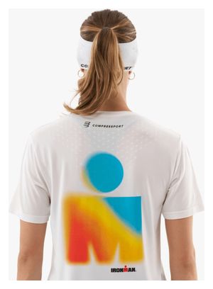 Maillot de manga corta Compressport Training Ironman 2025 White para mujer