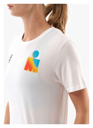 Maillot de manga corta Compressport Training Ironman 2025 White para mujer