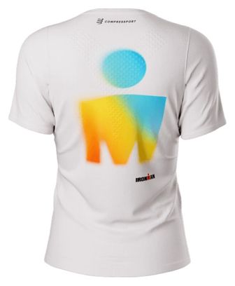 Maillot de manga corta Compressport Training Ironman 2025 White para mujer