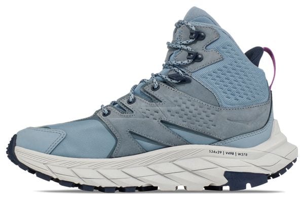 Zapatillas de senderismo Hoka Anacapa Mid GTX para mujer en color azul gris