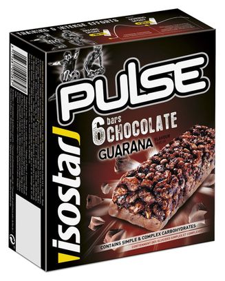 Confezione da 6 barrette energetiche Isostar Pulse Guarana Chocolate 6x23g