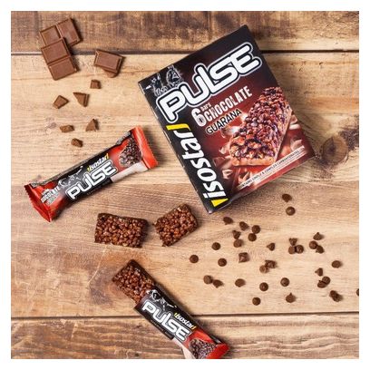 Lot de 6 Barres Énergétiques Isostar Pulse Bars Guarana Chocolat 6x23g