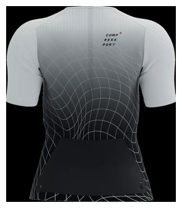 Camiseta de manga corta Compressport Tri Postural Aero SSpara mujer Negro / Blanco