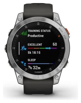 Montre GPS connectée - GARMIN - Epix™(Gen 2), Acier, Silver avec bracelet gris