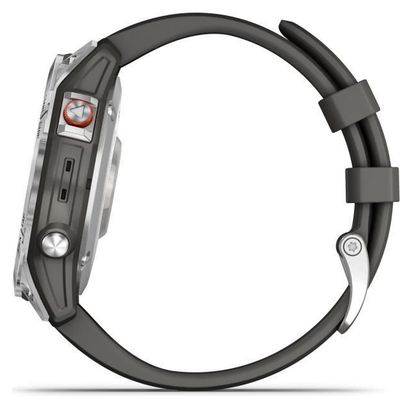 Montre GPS connectée - GARMIN - Epix™(Gen 2), Acier, Silver avec bracelet gris