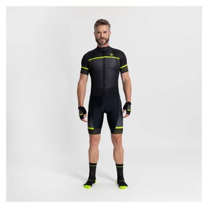 Maillot Manches Courtes Velo Rogelli Hero II - Homme - Jaune/Noir/Gris