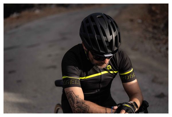 Maillot Manches Courtes Velo Rogelli Hero II - Homme - Jaune/Noir/Gris