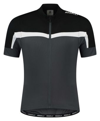 Maillot Manches Courtes Velo Rogelli Course - Homme - Noir/Gris/Blanc