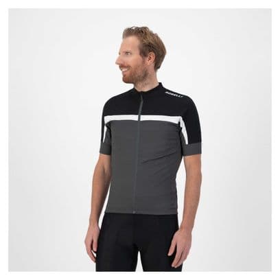 Maillot Manches Courtes Velo Rogelli Course - Homme - Noir/Gris/Blanc