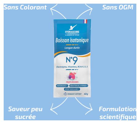 Boisson Isotonique Hydrascore N°9 - Fruits Rouges - 42 g