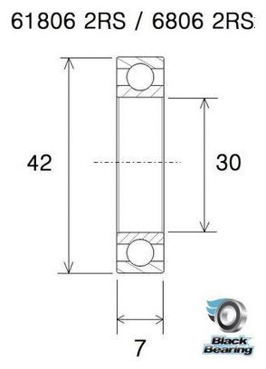 Black Bearing 61806-2RS 30 x 42 x 7 mm