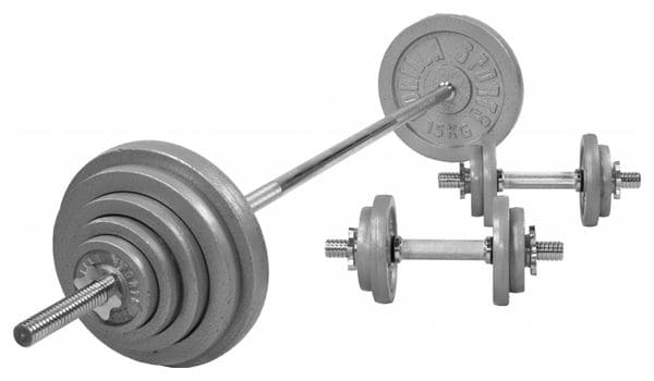 Set d'haltères barre longue en fonte 97 5 Kg