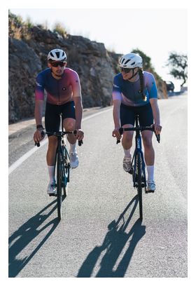 Maillot de manga corta para mujer LeBram Race Aero, color violeta y rosa