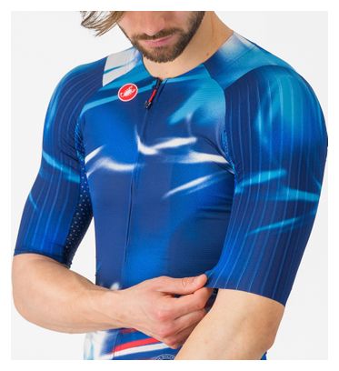 Maillot manga corta Castelli Wolfpack Rave 8S Hombre Azul/Rojo