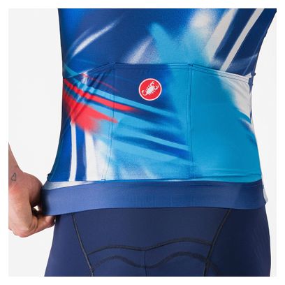 Maillot manga corta Castelli Wolfpack Rave 8S Hombre Azul/Rojo