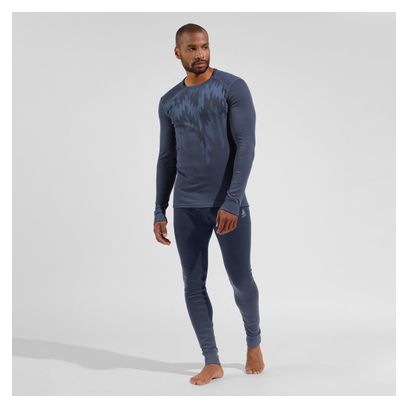 Base Layer Odlo Active Warm Print Bleu