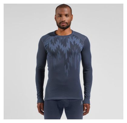 Base Layer Odlo Active Warm Print Bleu
