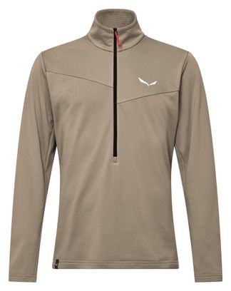 Hombres Salewa Puez Cammino Forro polar 1/2 Cremallera Beige