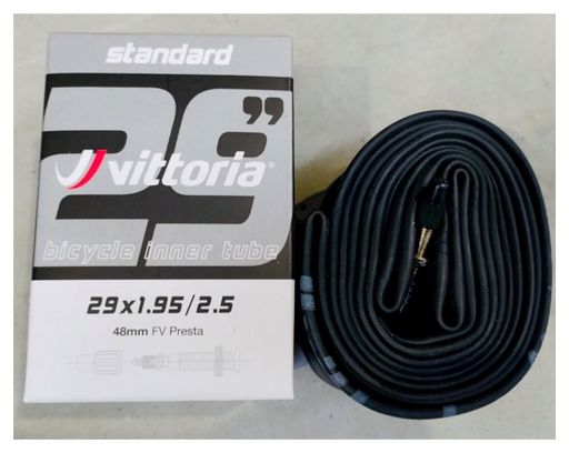 VITTORIA - Chambre à Air Vélo Standard 29 x 1.95 / 2.50 Valve Presta 48mm - Anti Crevaison - Butyl et Caoutchouc Solide