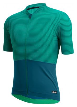 Santini Colore Riga Short Sleeve Jersey Green/Blue