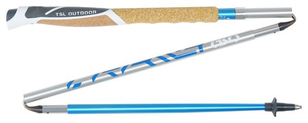 Bastoncini da trail pieghevoli TSL Outdoor Alu 4 Cork Cross Azur Blue a 4 razze