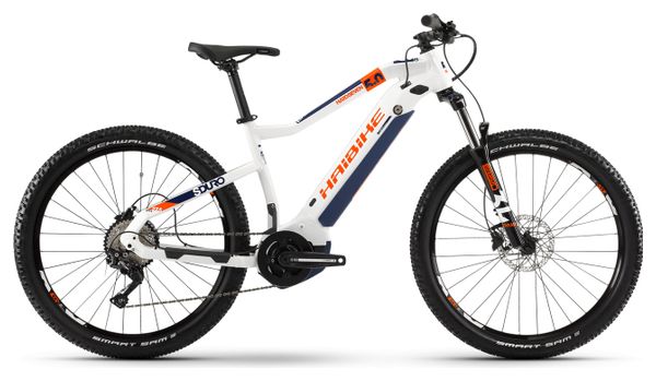 Haibike SDuro HardSeven 5.0 MTB rígida eléctrica Shimano Deore 10S 500 Wh 27.5 &#39;&#39; Plus Blanco Naranja Azul 2020