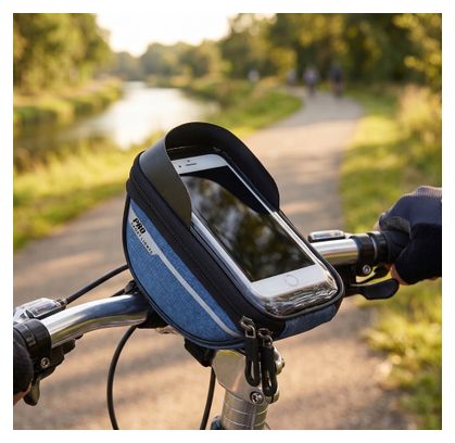 Sac De Guidon Amovible Vélo Avec Support Pour Téléphone Bleu