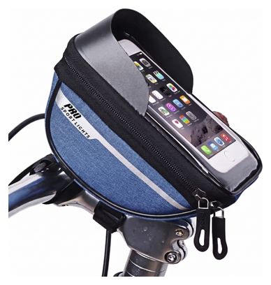 Sac De Guidon Amovible Vélo Avec Support Pour Téléphone Bleu