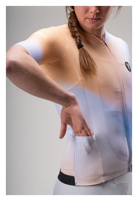 Maillot de manga corta para mujer LeBram Race Aero amarillo y azul