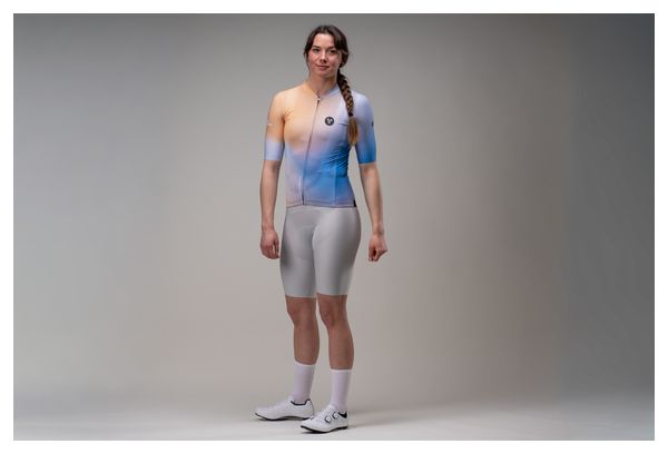 Maillot de manga corta para mujer LeBram Race Aero amarillo y azul