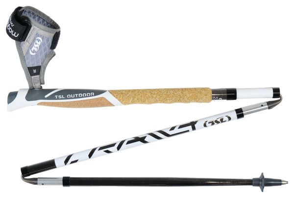 Bâtons de Trail Pliables 4 Brins TSL Outdoor Carbon 4 Cork Cross Shadow Blanc/Noir