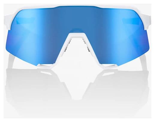 100% S3 Matte White / Hiper Blue Multilayer Mirror Lens