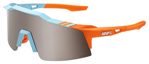 100% Speedcraft SL Soft Tact Brille Blau / Orange - HiPER Verspiegelte Linsen Silver