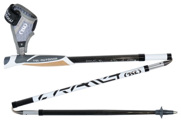 Bâtons de Trail Pliables 4 Brins TSL Outdoor Carbon 4 Cork Shadow Noir/Blanc