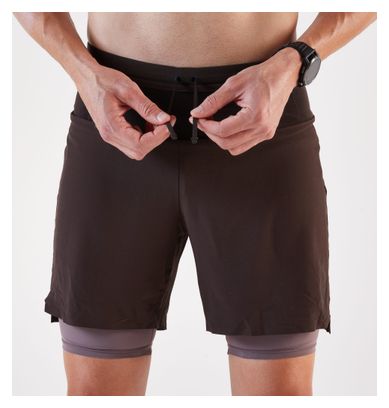 Pantalones cortos 2 en 1 Kiprun Run 900 Ultra Marrón para hombre