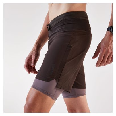 Pantalones cortos 2 en 1 Kiprun Run 900 Ultra Marrón para hombre