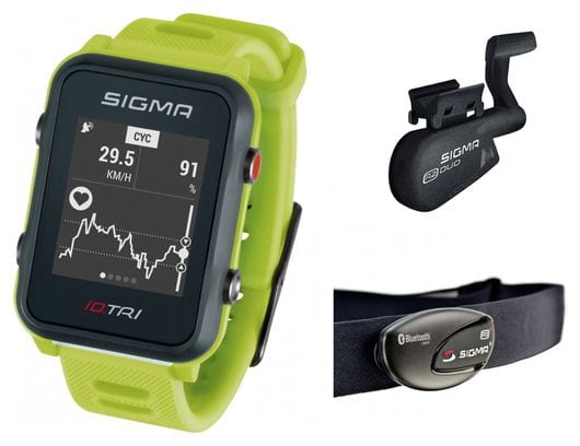 Sigma iD.TRI Set GPS Uhr Neon Grün
