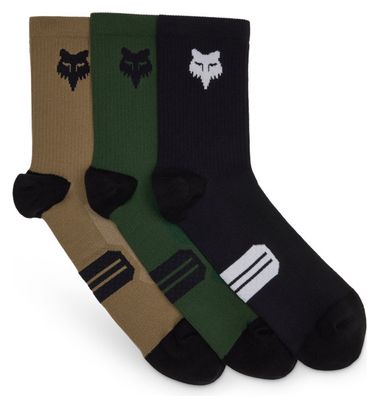 Fox Ranger 6" Socks - Black/Green (3 Pairs)