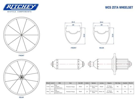 Pares de ruedas Ritchey WCS Zeta | 9x100 - 10x130 mm | Tubeless Ready