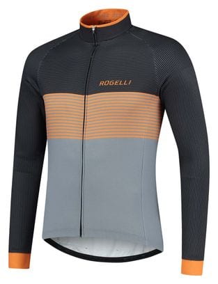 Maillot Manches Longues Velo Rogelli Boost - Homme - Gris/Noir/Orange