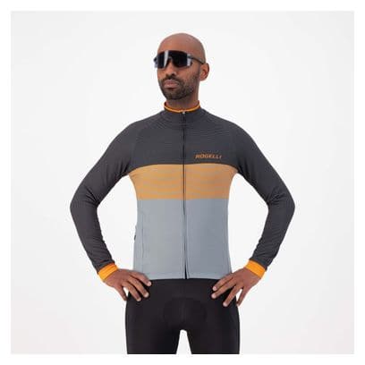 Maillot Manches Longues Velo Rogelli Boost - Homme - Gris/Noir/Orange