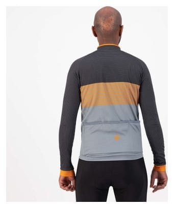 Maillot Manches Longues Velo Rogelli Boost - Homme - Gris/Noir/Orange