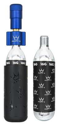 Peaty's Holeshot Road/Gravel CO2 Inflator Dark Blue + 2 cartucce di CO2 (16g)