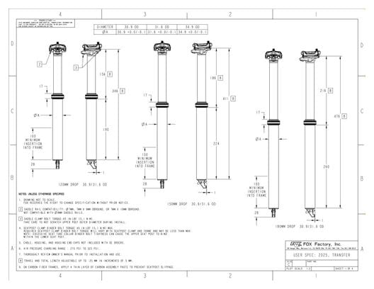 Fox Racing Shox Transfer Performance Telescopische Zadelpen Interne Slang 2024 (Zonder Bediening)